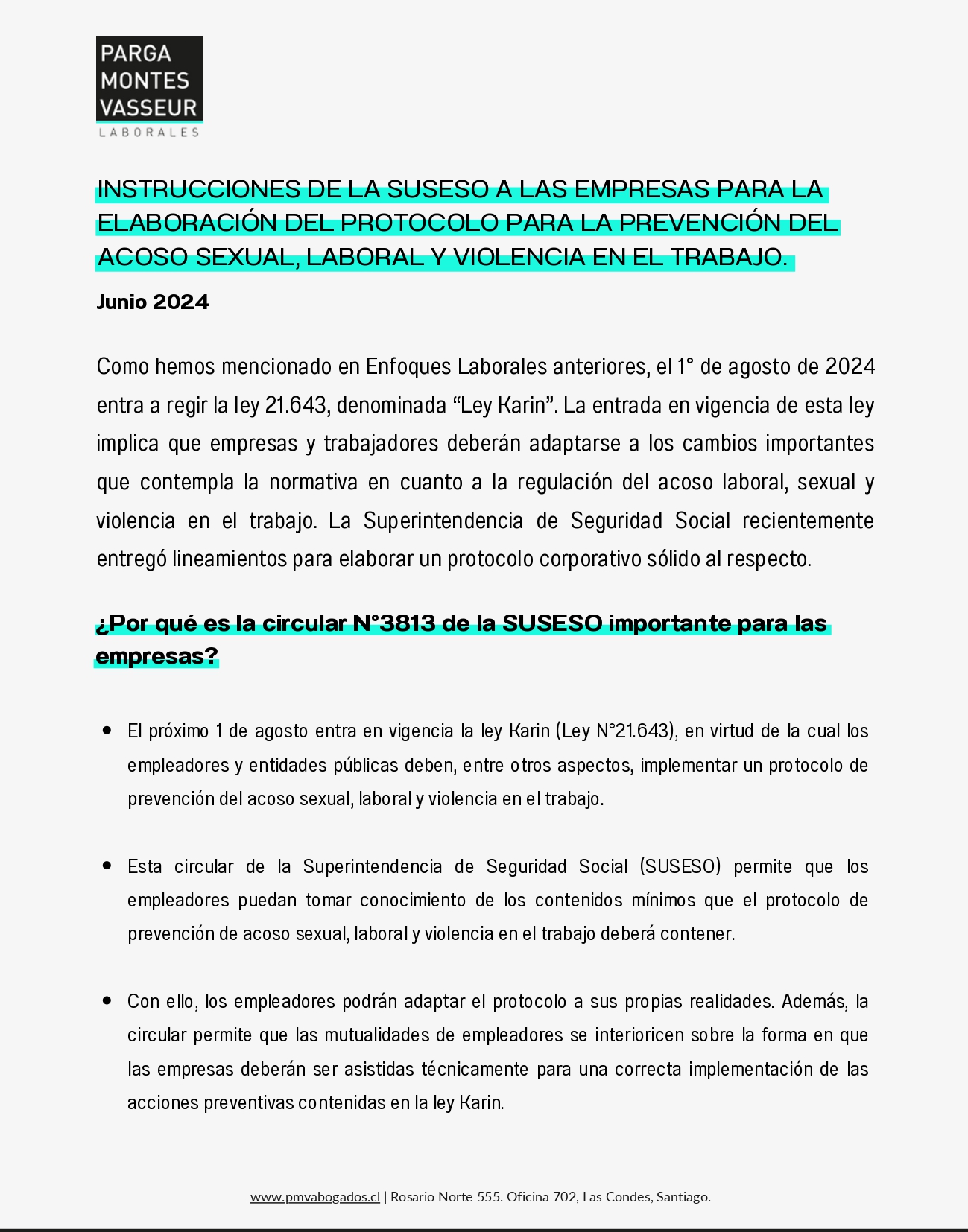 Instrucciones de la SUSESO a las empresas para la elaboración del protocolo para la prevención del acoso sexual, laboral y violencia en el trabajo