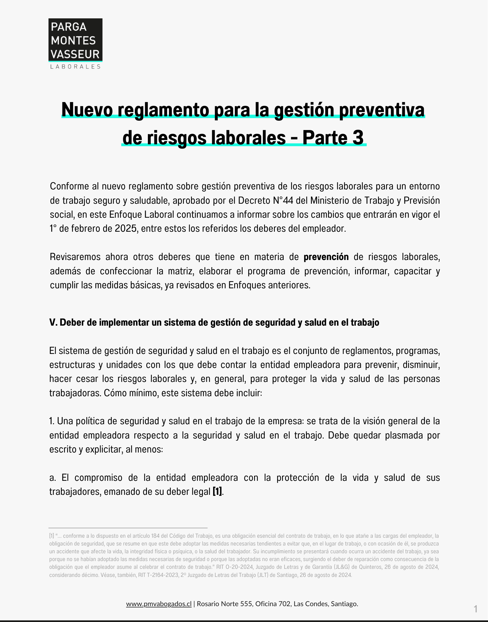 Nuevo reglamento para la gestión preventiva de riesgos laborales- Parte 3