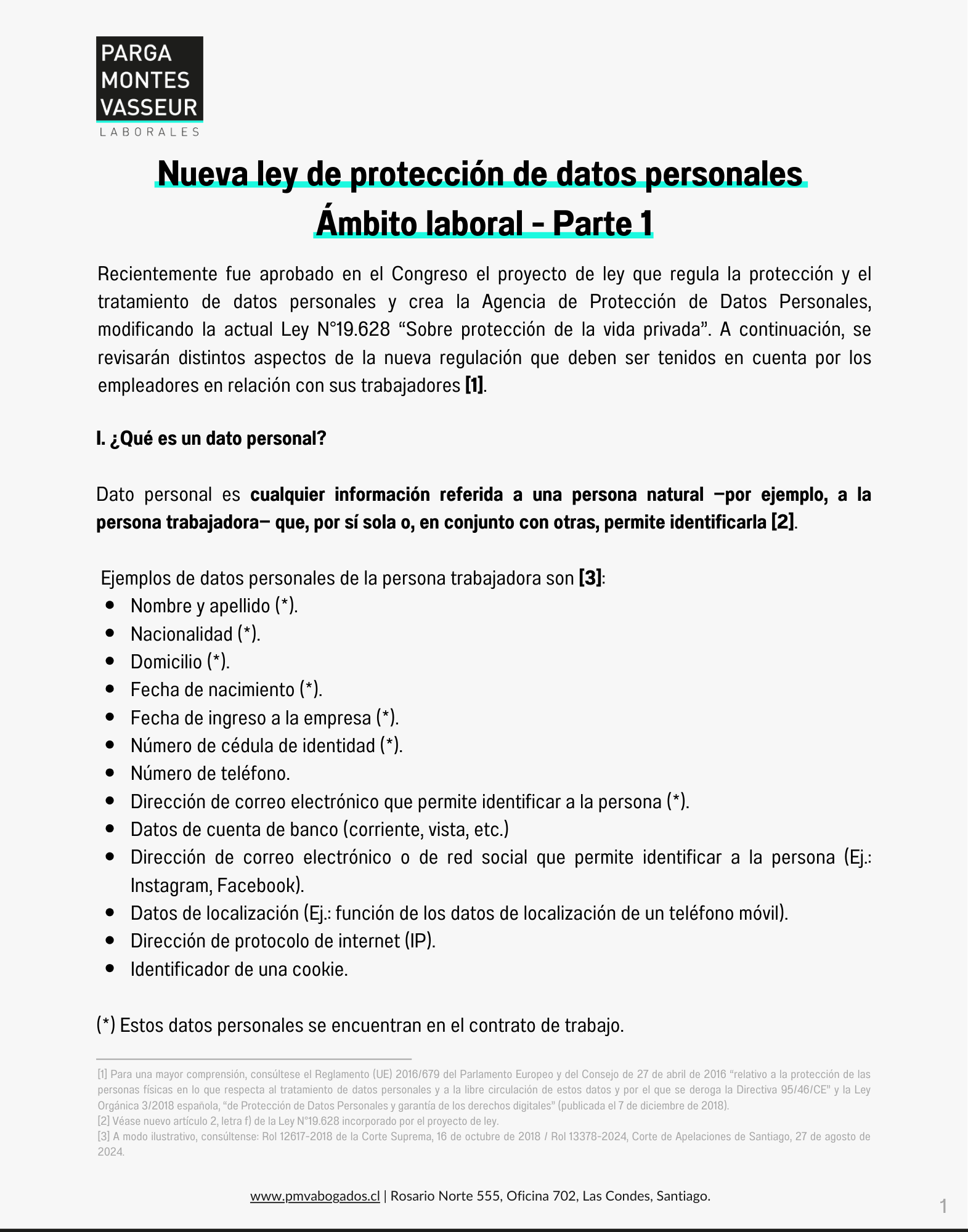 Nueva ley de protección de datos personales. Ámbito laboral – Parte 1