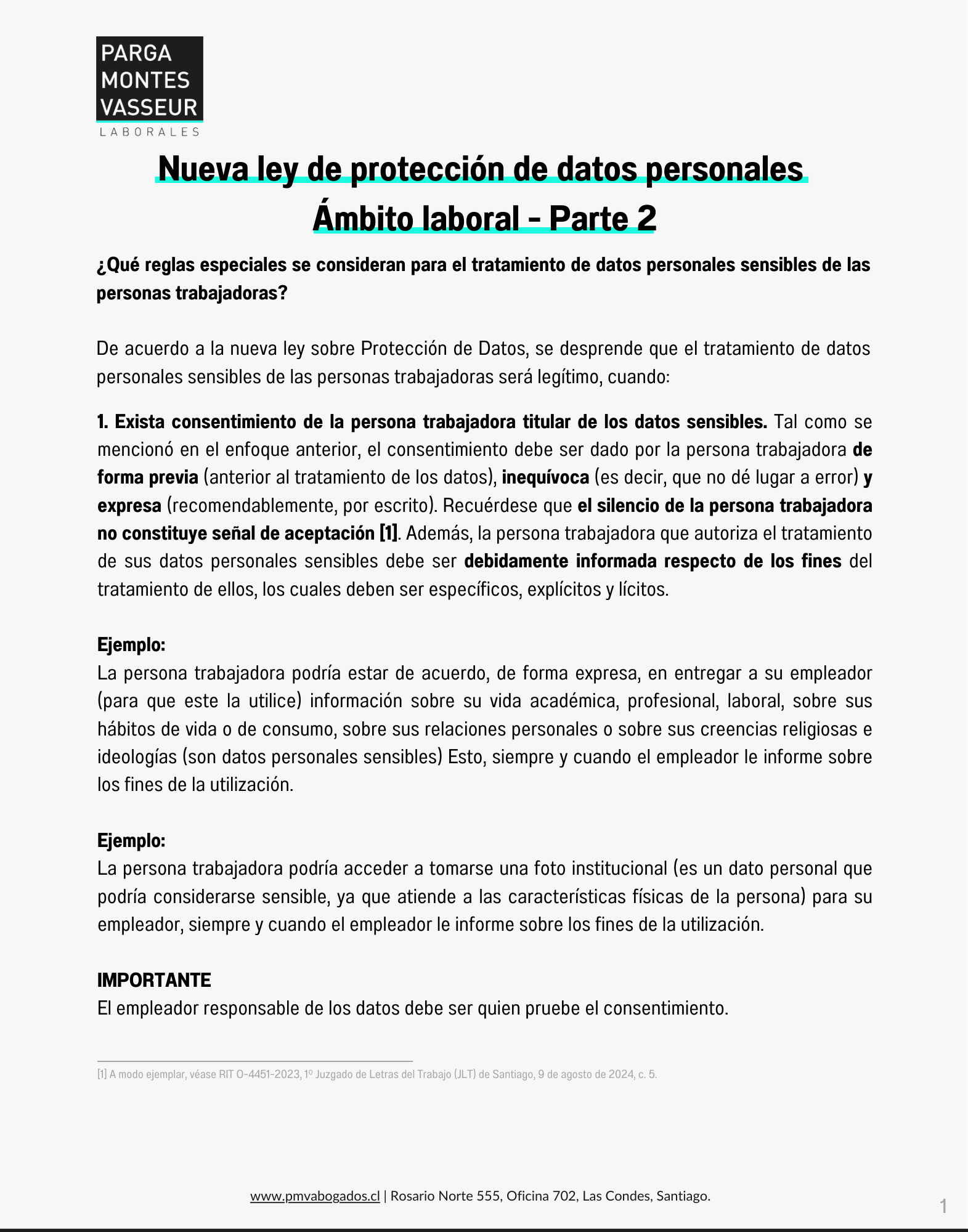 Nueva ley de protección de datos personales. Ámbito laboral – Parte 2